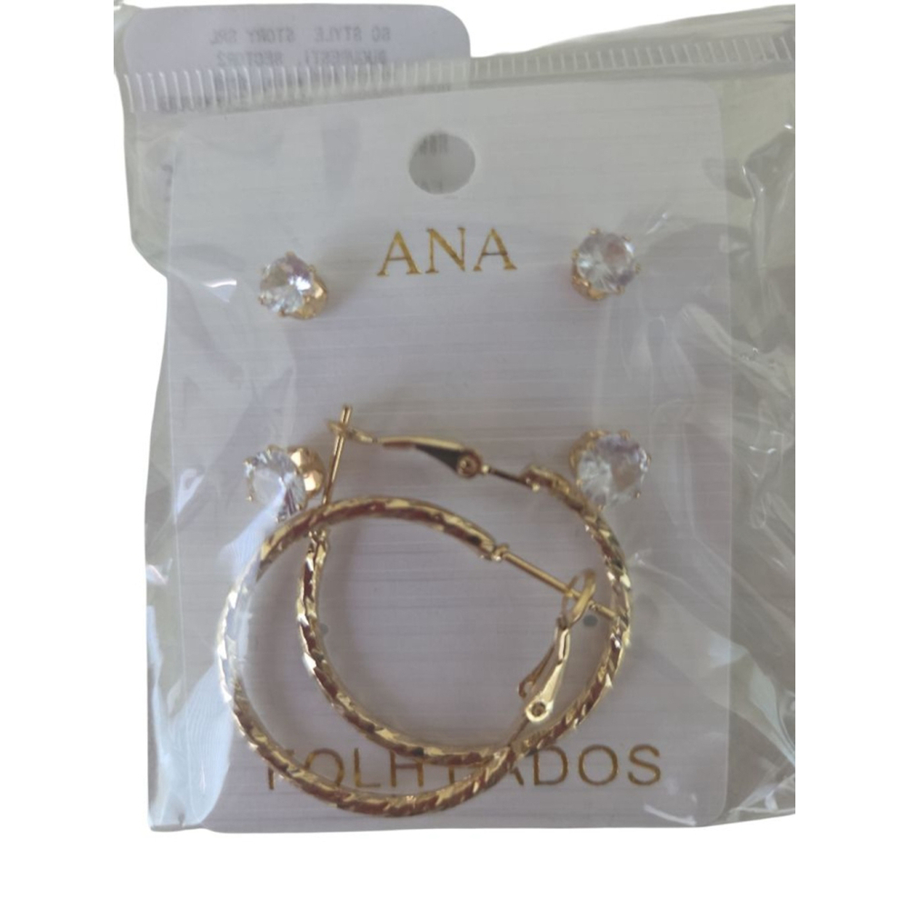 Ana Folheados Set 3 Pairs Earrings
